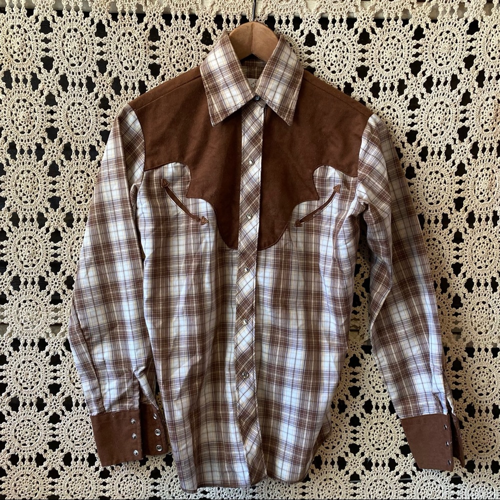 Vintage 70s Rodeo Miss America Snap Front Brown Western Shirt - Picture 2 of 8